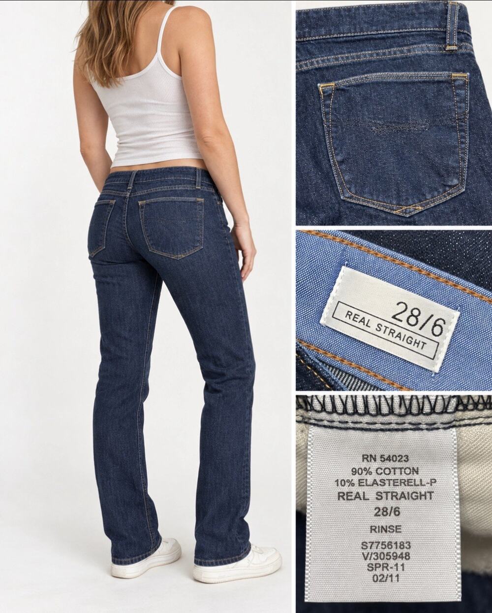 Y2K Indie Sleaze Gap 1969 Real Straight Straight Leg Jeans 28/6 Dark Wash Indigo